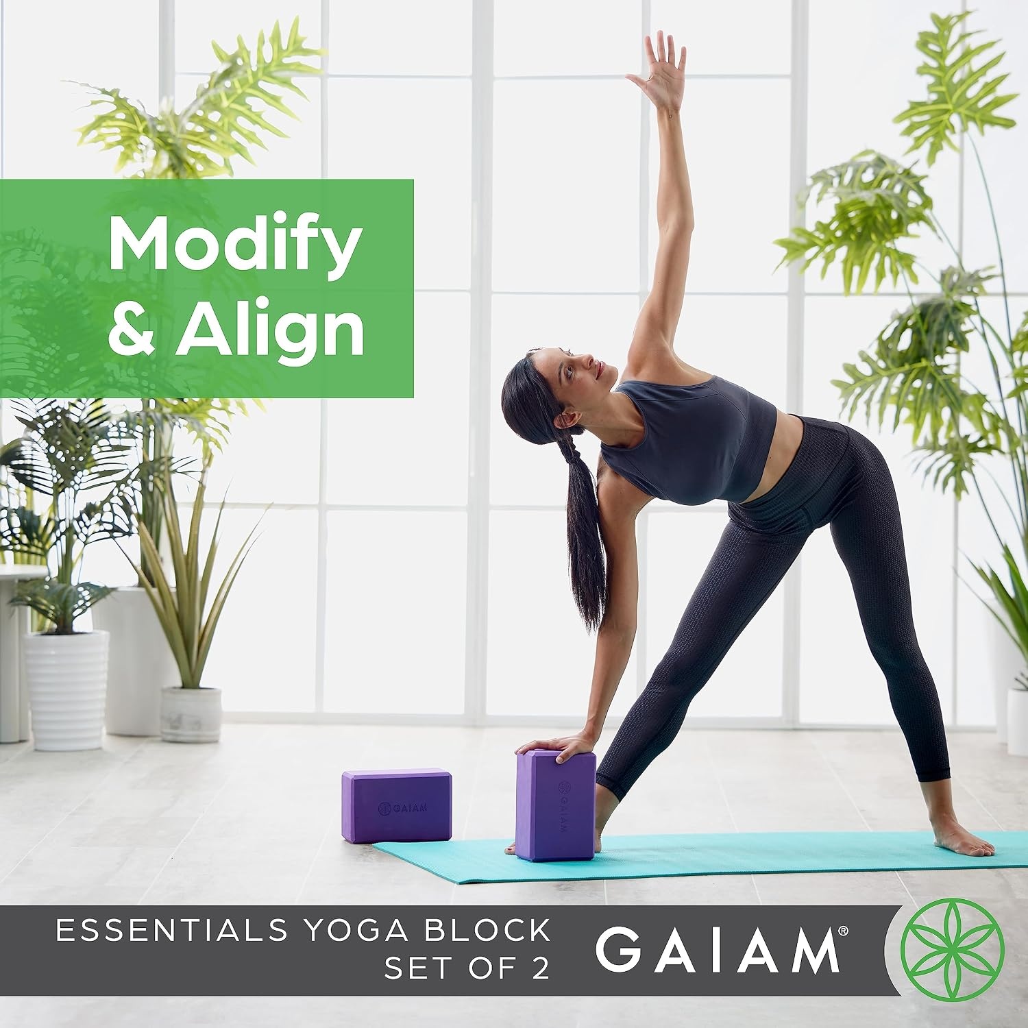 image:imageGaiam Yoga Block Supportive LatexFree Eva Foam Soft NonSlip Surface with Beveled Edges for Yoga Pilates MeditationVivid Blue Pack of 12