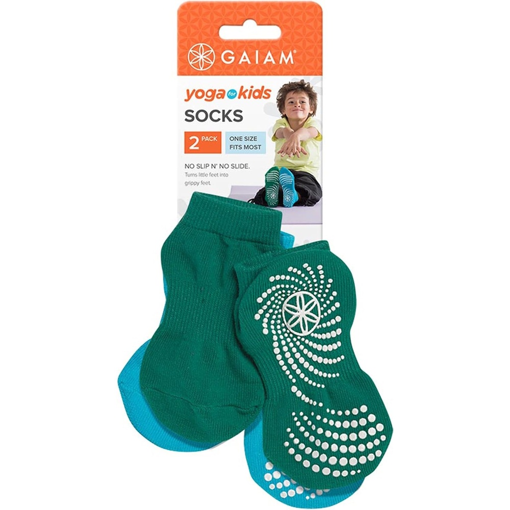 image:imageGaiam Kids Yoga Socks Pack of 2GreenBlue