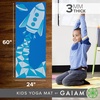 Gaiam Kids Printed Yoga Mat, Non-Toxic, Fun Design, 3mm(Blue Rocket)