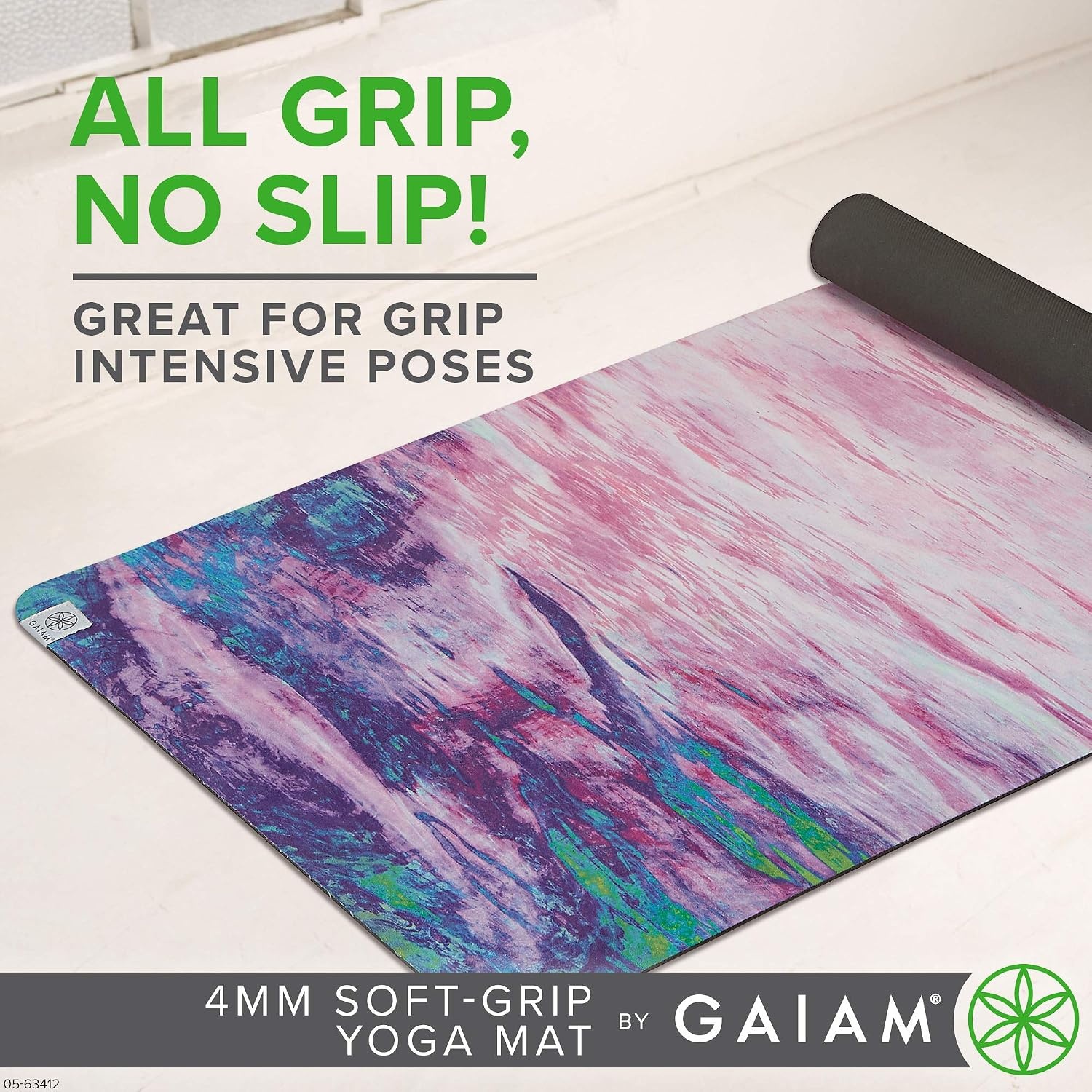 image:imageGaiam SoftGrip Yoga Mat Microfiber Towel Top with Rubber Backing DualSided Yoga amp Exercise Mat for Hot Yoga Sunset