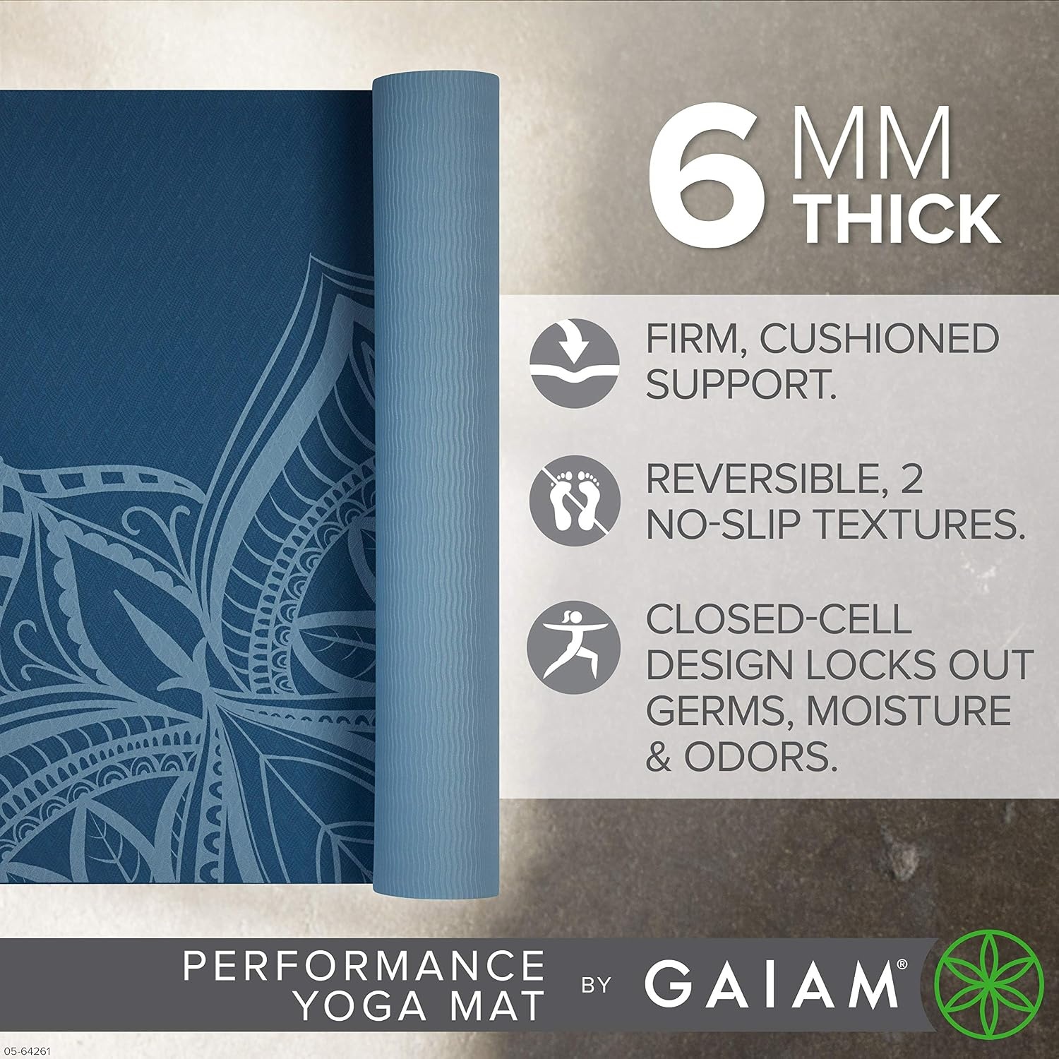 image:imageGaiam Yoga Mat Performance TPE Exercise amp Fitness Mat for All Types of Yoga Pilates amp Floor ExercisesIndigo