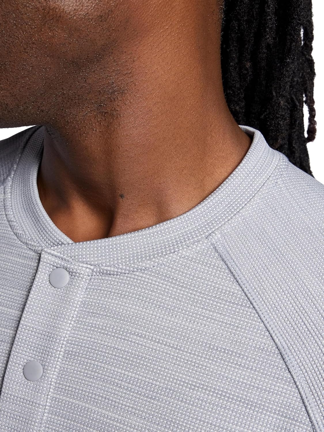 image:imageGaiam Mens Cozy amp Cool Henley Shirt Standard Fit Stretch Midweight Micro Waffle Jacquard MaterialSleet Heather