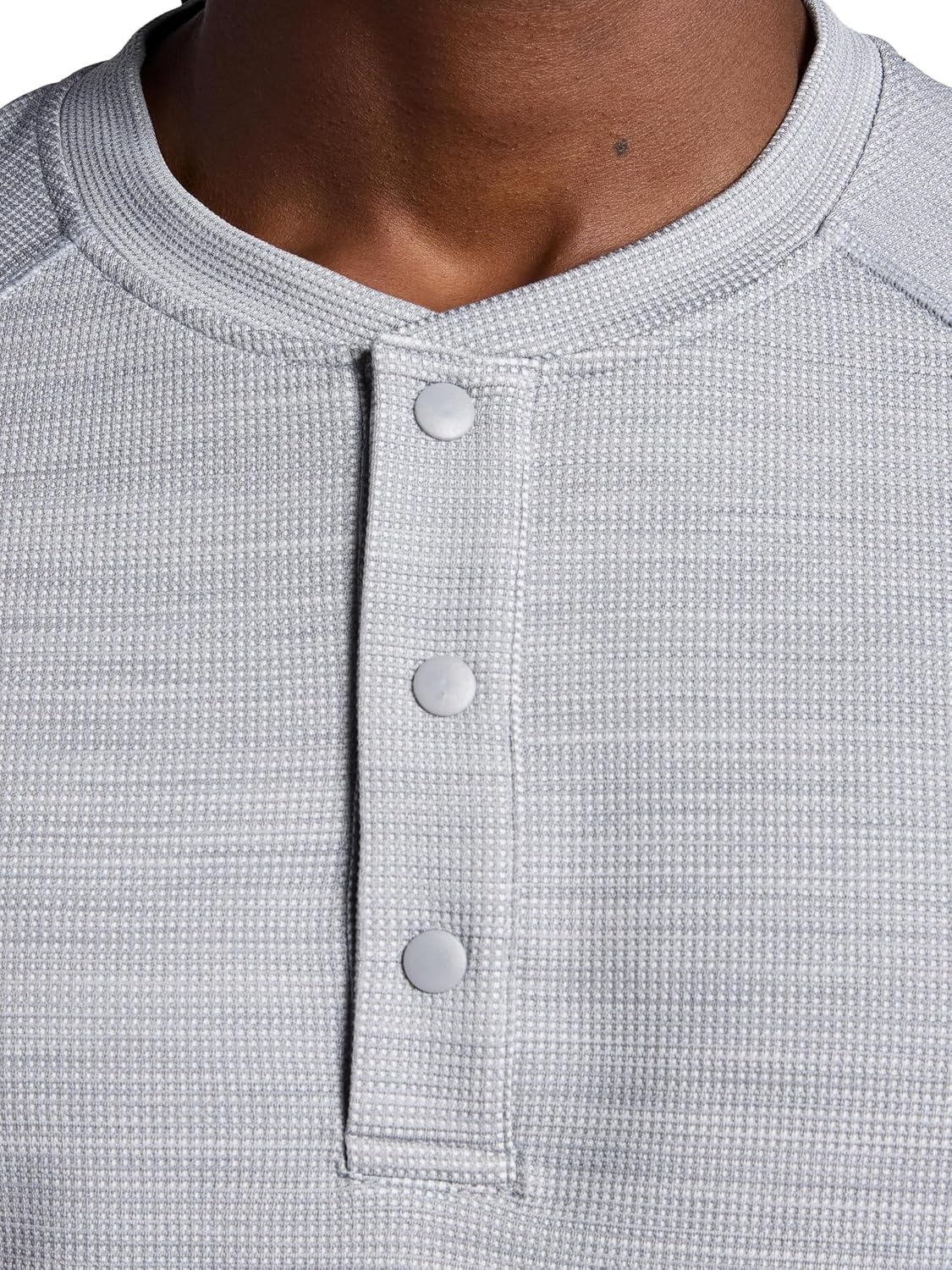 image:imageGaiam Mens Cozy amp Cool Henley Shirt Standard Fit Stretch Midweight Micro Waffle Jacquard MaterialSleet Heather