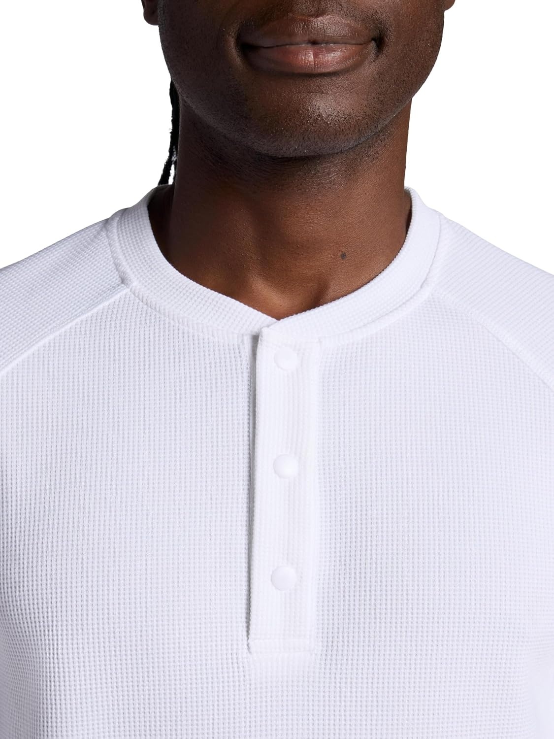 image:imageGaiam Mens Cozy amp Cool Henley Shirt Standard Fit Stretch Midweight Micro Waffle Jacquard MaterialStark White