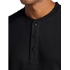 Gaiam Men’s Cozy & Cool Henley Shirt, Standard Fit, Stretch Midweight Micro Waffle Jacquard Material(Black)