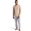 Gaiam Men’s Cozy & Cool Henley Shirt, Standard Fit, Stretch Midweight Micro Waffle Jacquard Material(Humus Heather)