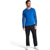 Gaiam Men’s Power Long Sleeve Crewneck Raglan Top, Standard Fit, Stretch Midweight Material(Classic Blue Heather/Navy Heather)