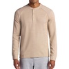 Gaiam Men’s Cozy & Cool Henley Shirt, Standard Fit, Stretch Midweight Micro Waffle Jacquard Material(Humus Heather)