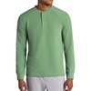 Gaiam Men’s Cozy & Cool Henley Shirt, Standard Fit, Stretch Midweight Micro Waffle Jacquard Material(Loden Frost)