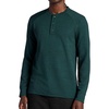 Gaiam Men’s Cozy & Cool Henley Shirt, Standard Fit, Stretch Midweight Micro Waffle Jacquard Material(Pine Grove Heather)