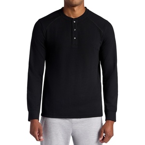 Gaiam Men’s Cozy & Cool Henley Shirt, Standard Fit, Stretch Midweight Micro Waffle Jacquard Material(Black)