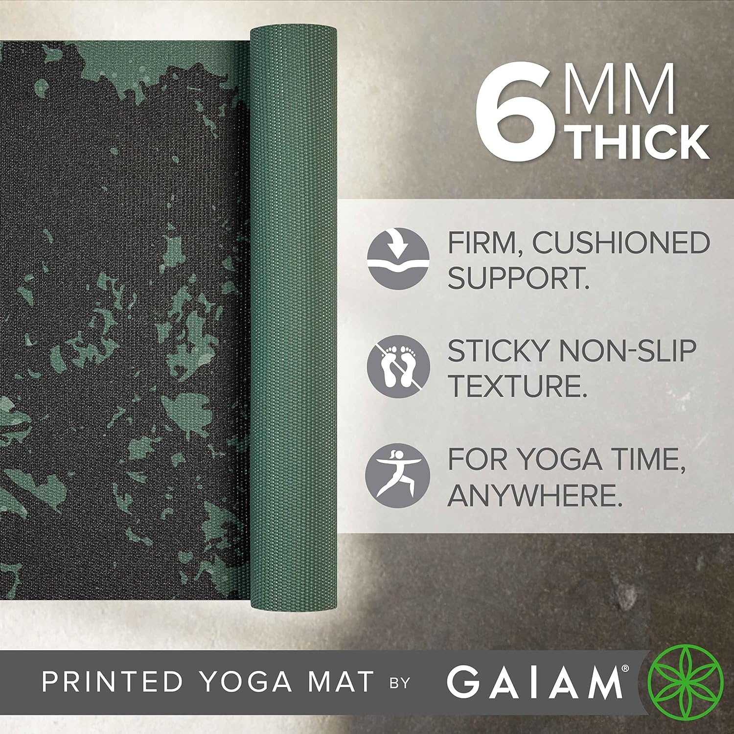image:imageGaiam Premium Yoga Mat 6mm Thick Print MatLuminary