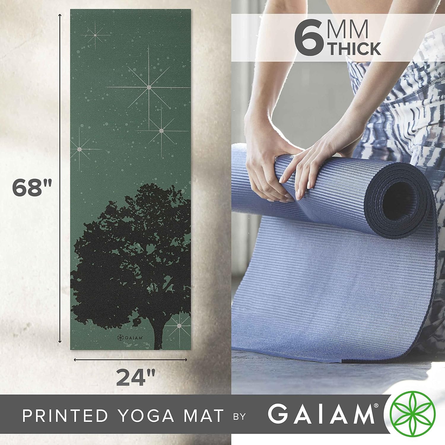 image:imageGaiam Premium Yoga Mat 6mm Thick Print MatLuminary