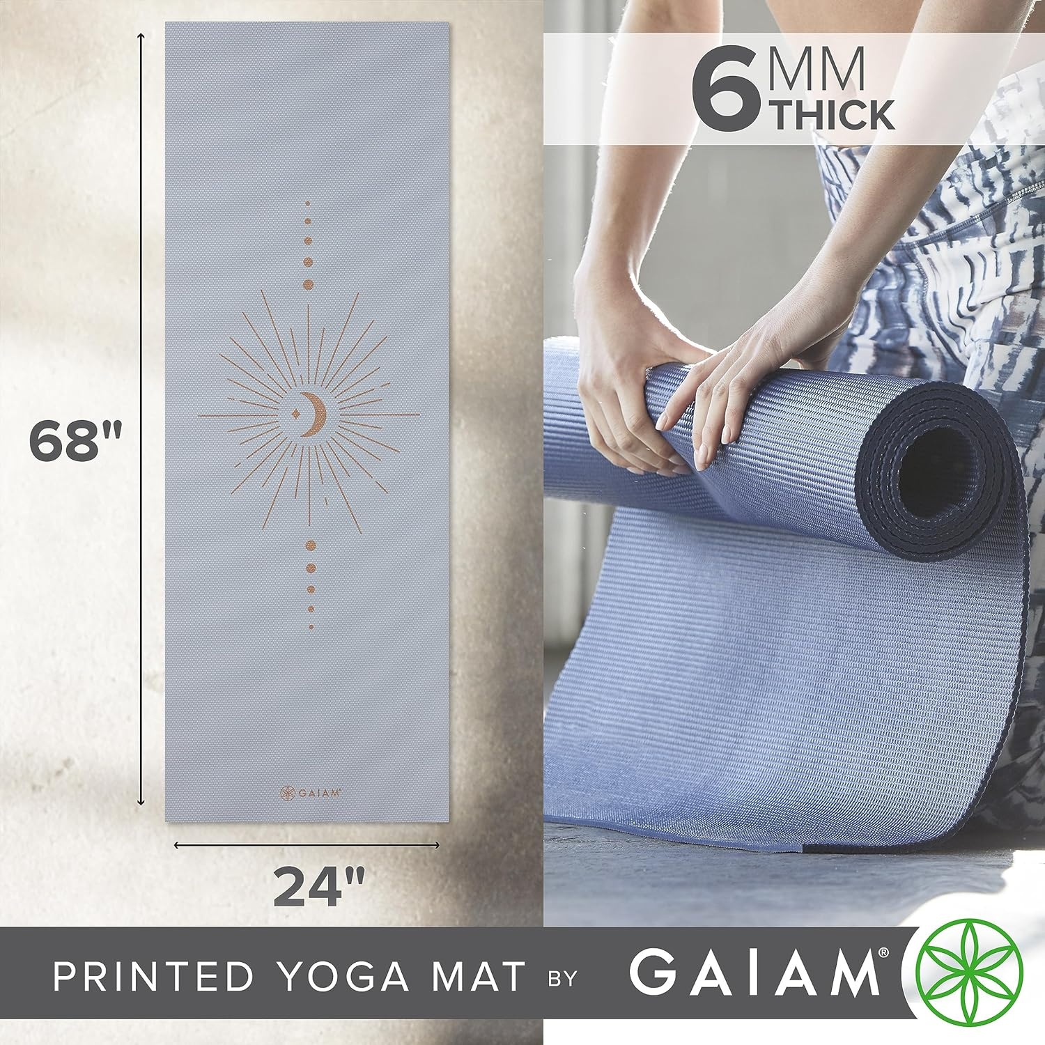 image:imageGaiam Premium Yoga Mat 6mm Thick Print MatViolet Vision