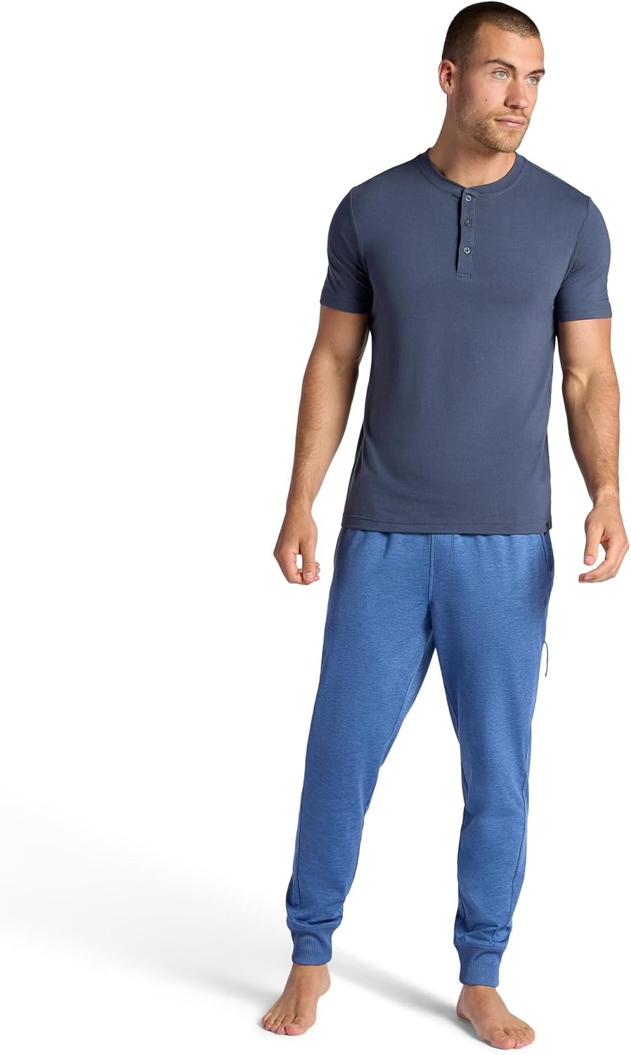 image:imageGaiam Mens Serenity Flow Jogger Standard Fit 30 Inseam Stretch Midweight MaterialTrue Navy Heather