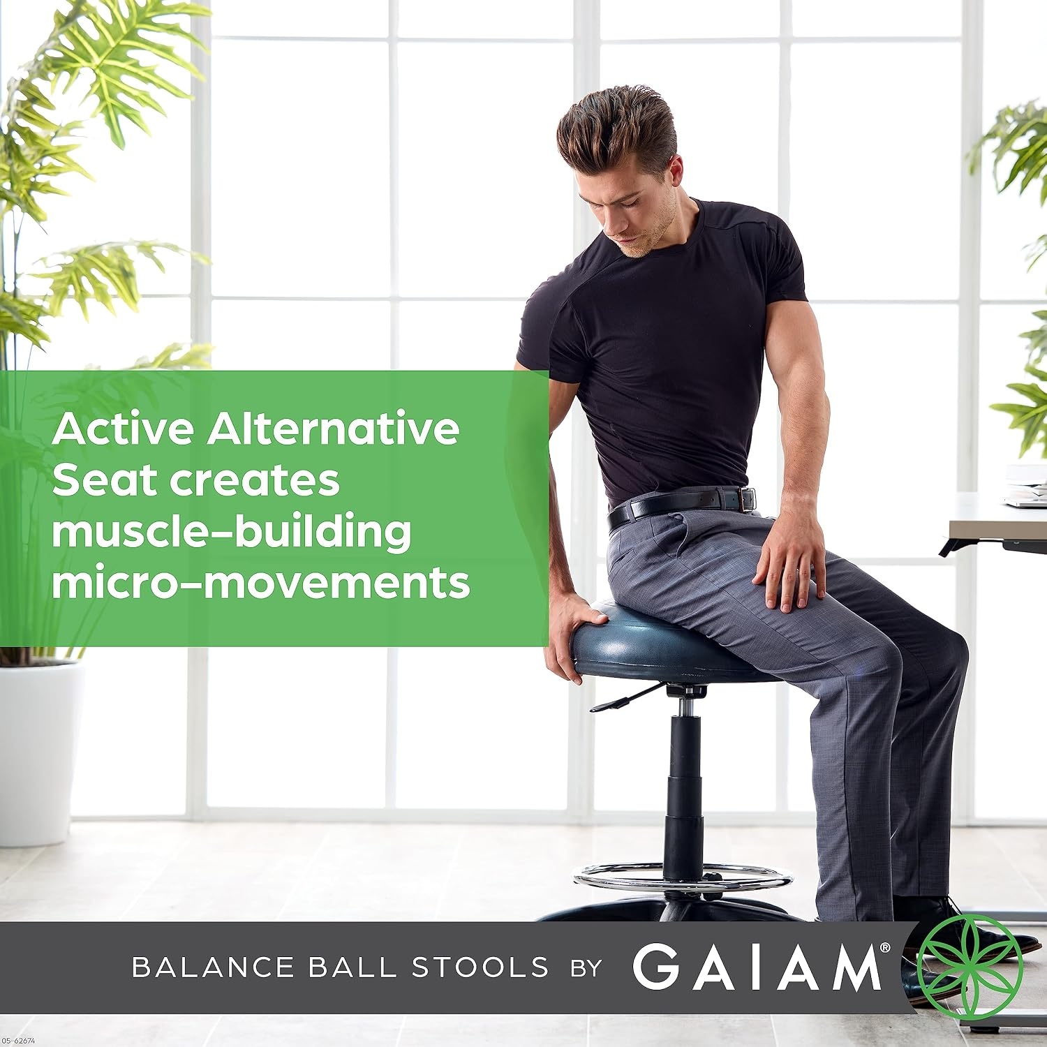 image:imageGaiam Balance Ball Chair Stool HalfDome Stability Ball Adjustable Tall OfficeBlack 33Inch