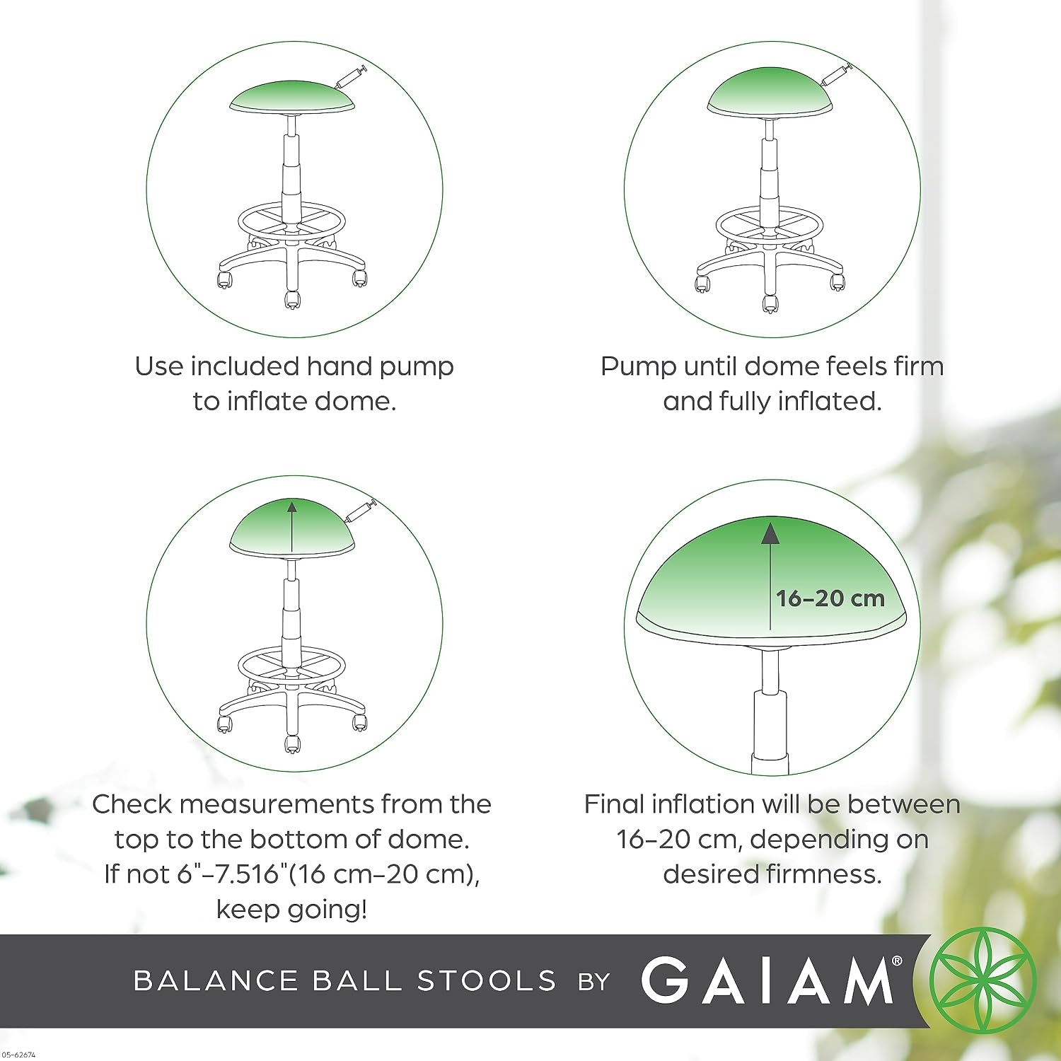 image:imageGaiam Balance Ball Chair Stool HalfDome Stability Ball Adjustable Tall OfficeBlack 33Inch