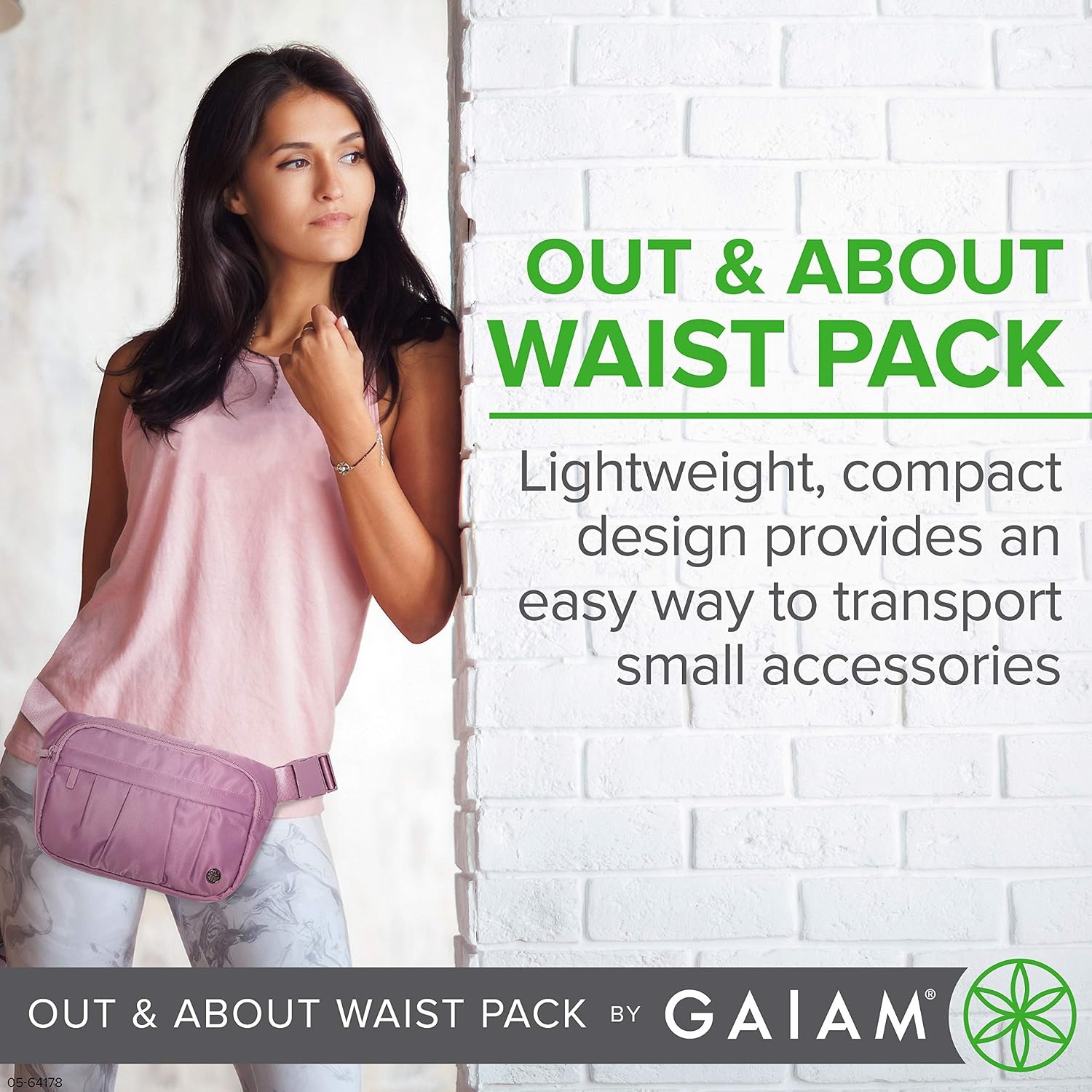 image:imageGaiam Fanny Pack Running Belt Bag Out amp About Waist Pack Cell Phone Holder Exercise Gym Slim Zipper Workout Pouch Jogging Bag Multi Pocket Adjustable Walking Runner Accessories WomenRose