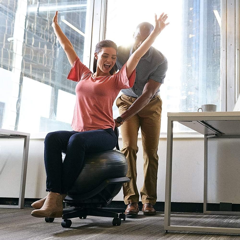image:imageGaiam Ultimate Balance Ball Chair Swivel Base Home amp OfficeStandard Base Black