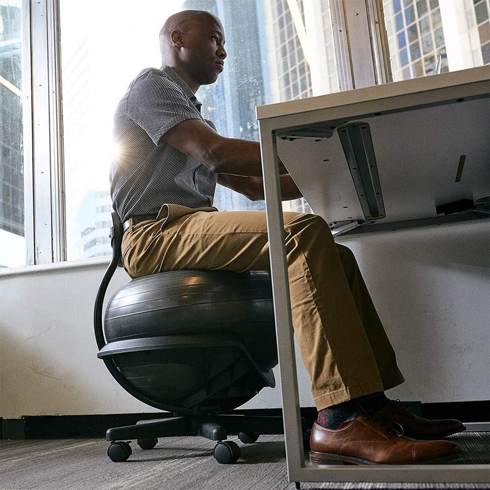 image:imageGaiam Ultimate Balance Ball Chair Swivel Base Home amp OfficeStandard Base Black