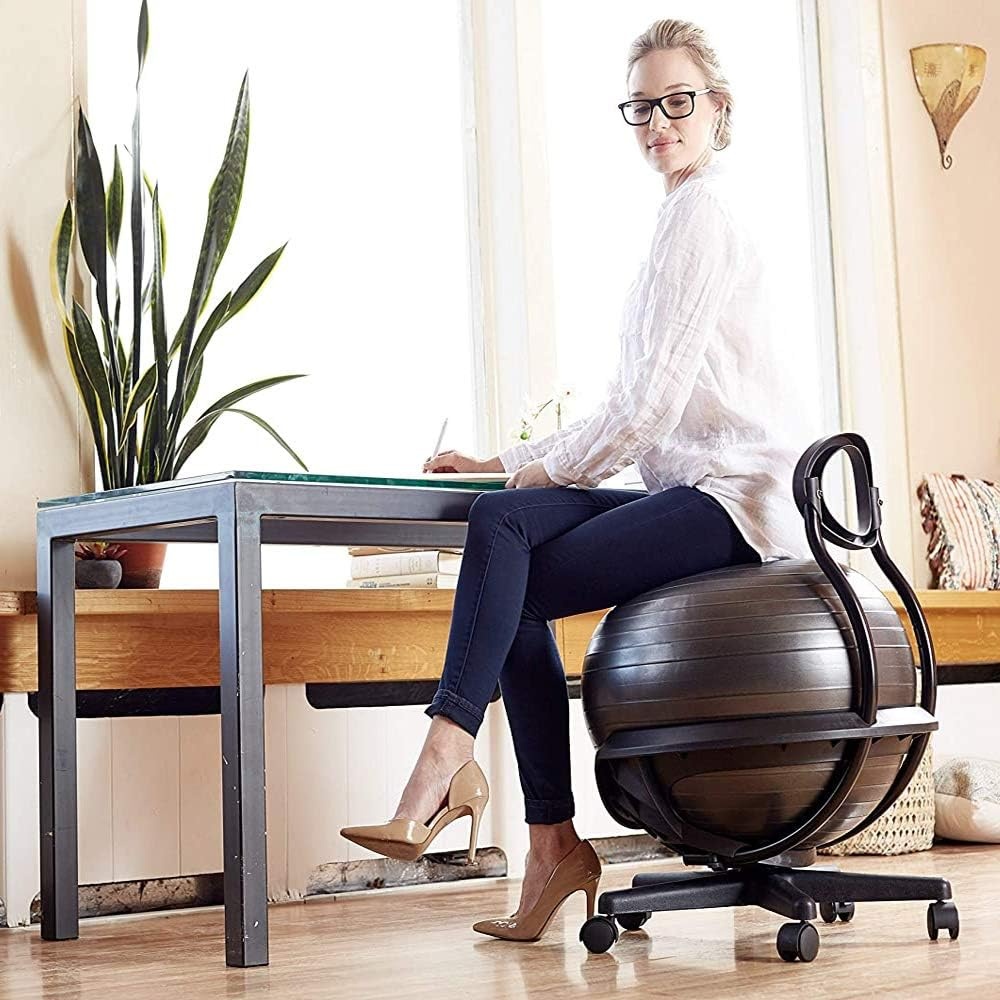 image:imageGaiam Ultimate Balance Ball Chair Swivel Base Home amp OfficeStandard Base Black