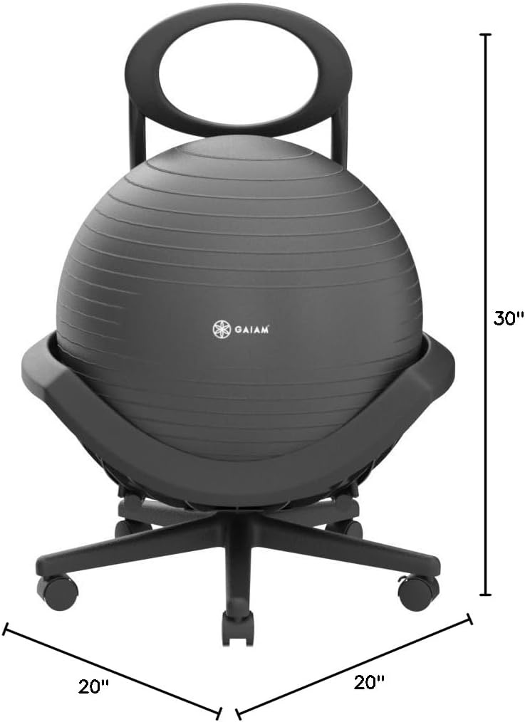 image:imageGaiam Ultimate Balance Ball Chair Swivel Base Home amp OfficeStandard Base Black