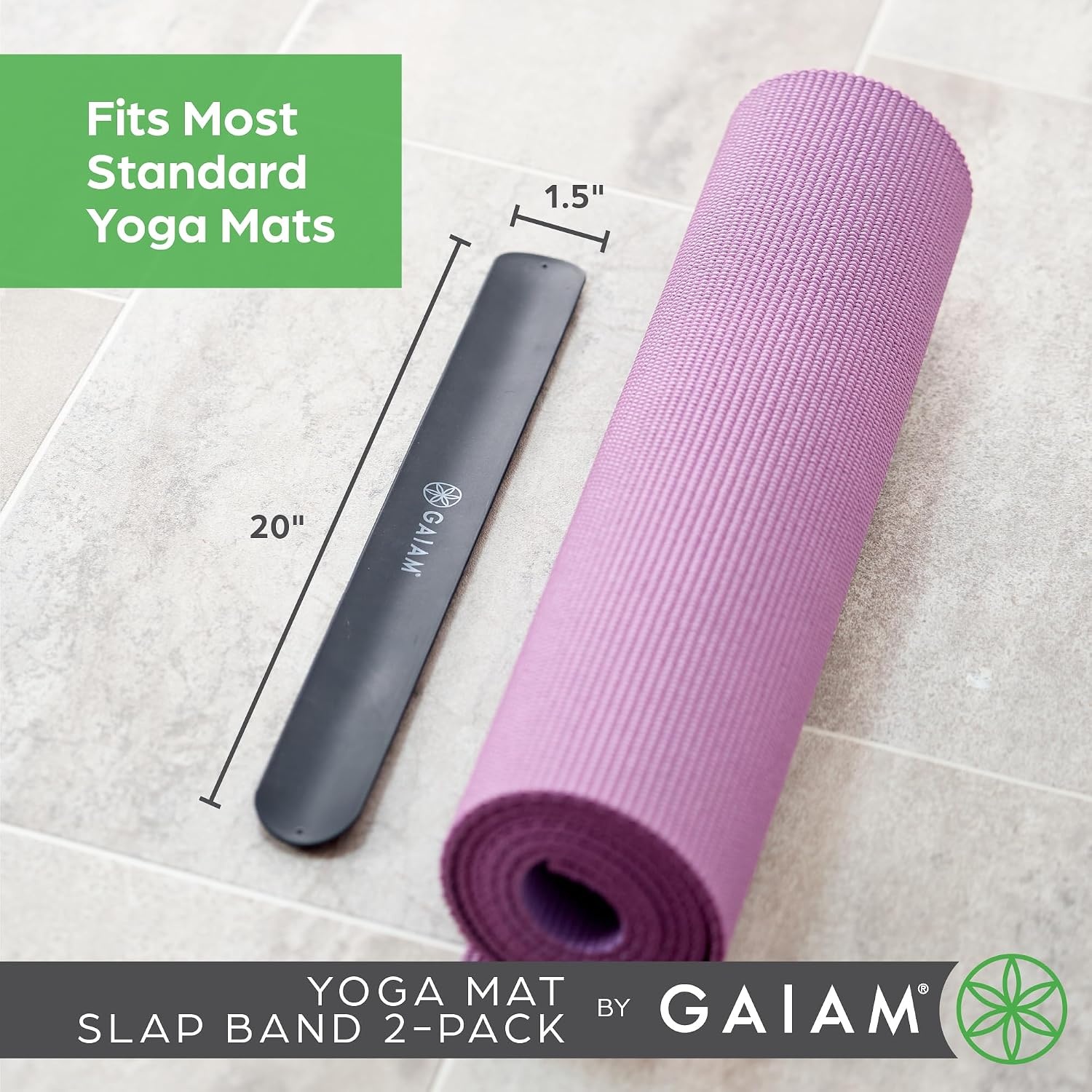 image:imageGaiam Yoga Mat Slap Band SlapOn trap for Easy Storage amp Travel Durable Snap Band Fits Most Rolled Yoga Pilates amp Exercise Mats