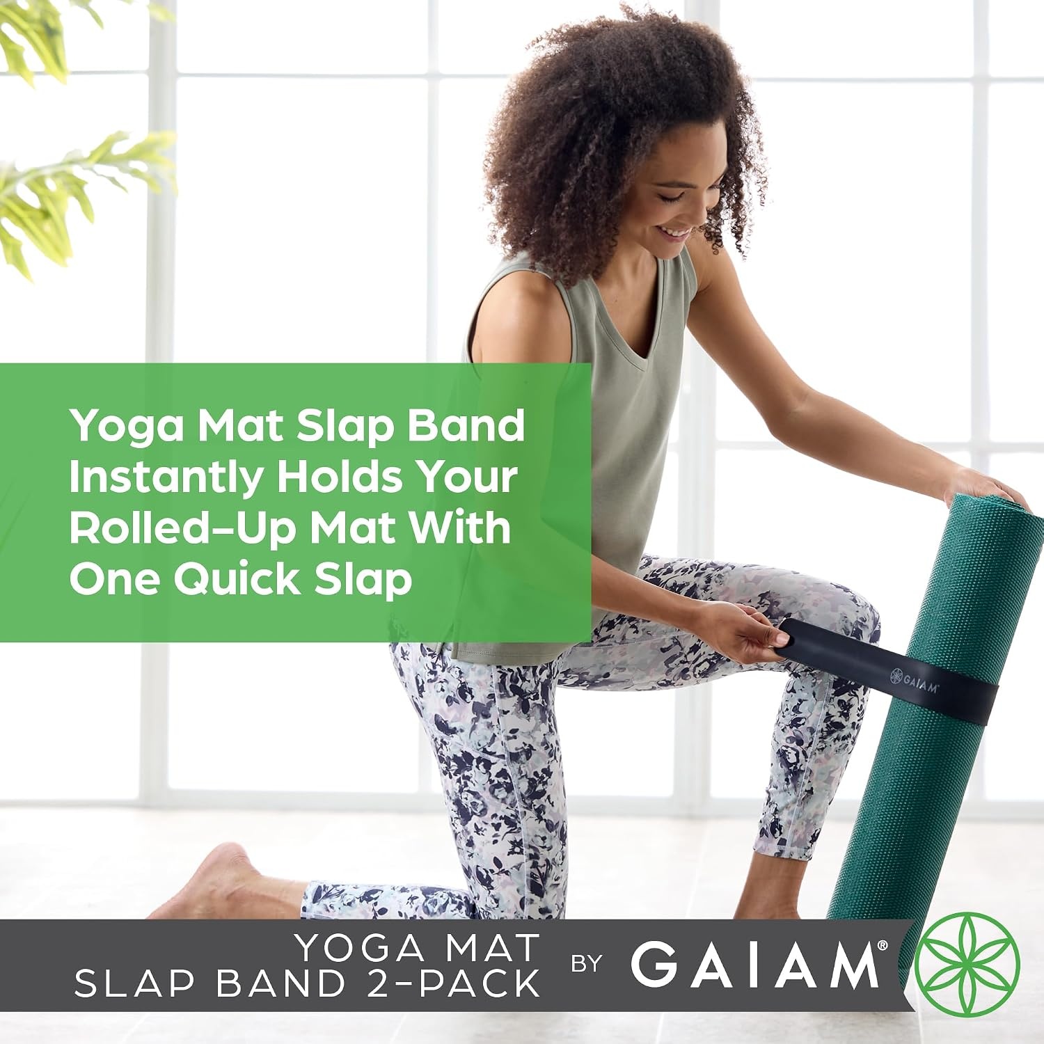 image:imageGaiam Yoga Mat Slap Band SlapOn trap for Easy Storage amp Travel Durable Snap Band Fits Most Rolled Yoga Pilates amp Exercise Mats