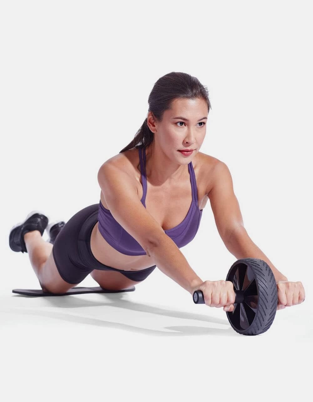 image:imageGaiam Essentials Ab Roller Wheel Knee Pad Abs Exercise Equipment Trainer with Comfort Grip Handles amp Large Non Skid Wheel Black