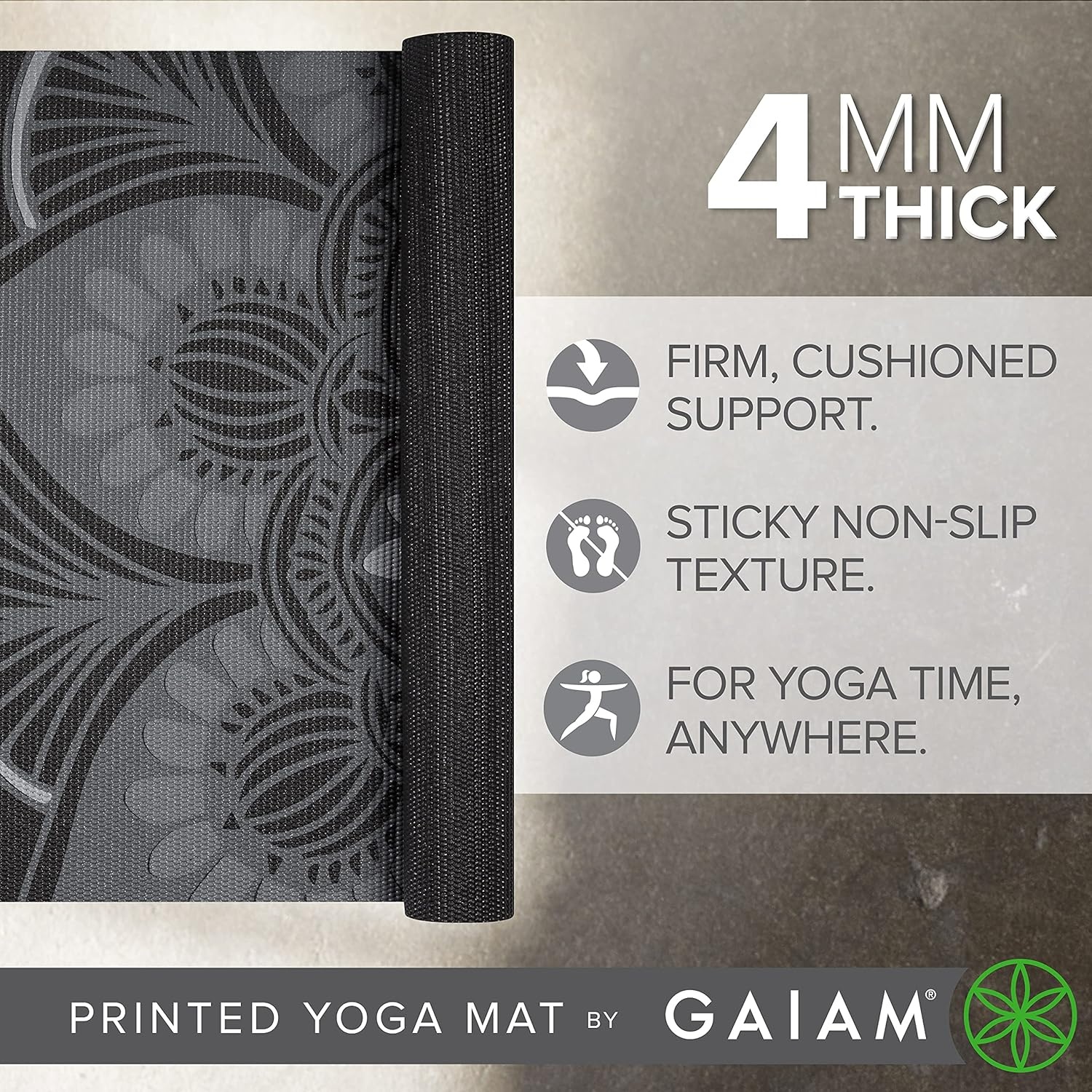 image:imageGaiam Yoga Mat Classic Print 4mm NonSlip MatMystic Ink