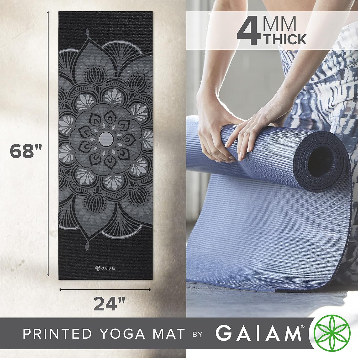 image:imageGaiam Yoga Mat Classic Print 4mm NonSlip MatMystic Ink