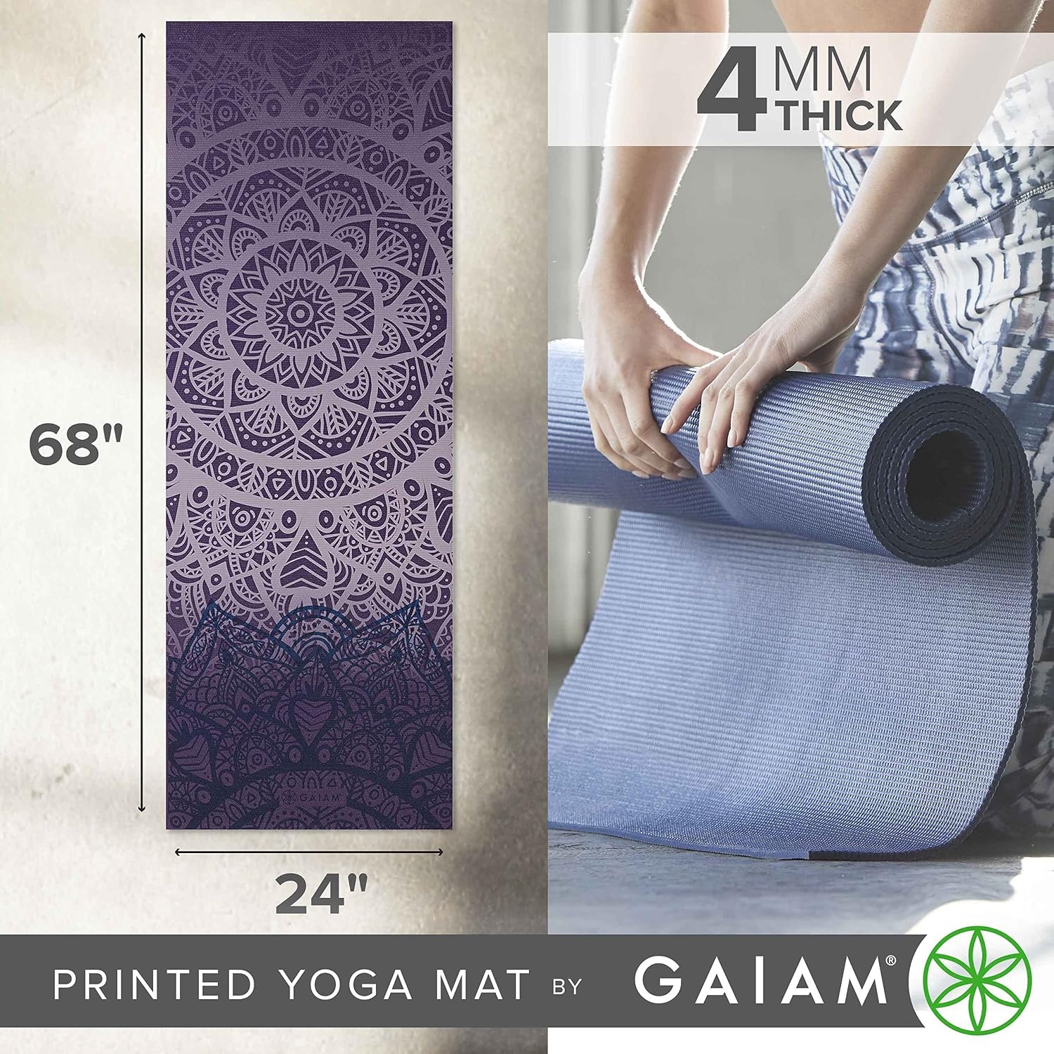 image:imageGaiam Yoga Mat Classic Print 4mm NonSlip MatPurple Lattice