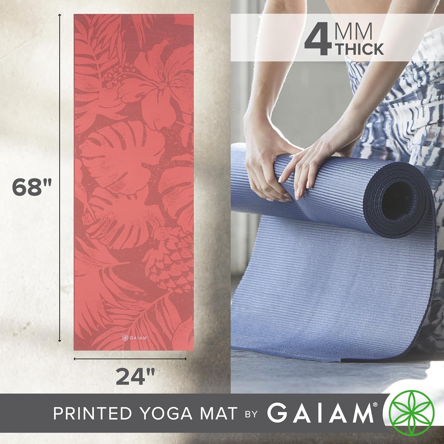 image:imageGaiam Yoga Mat Classic Print 4mm NonSlip MatTropical Sunrise