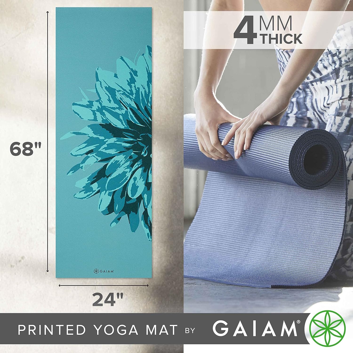image:imageGaiam Yoga Mat Classic Print 4mm NonSlip MatVibrant Flourish