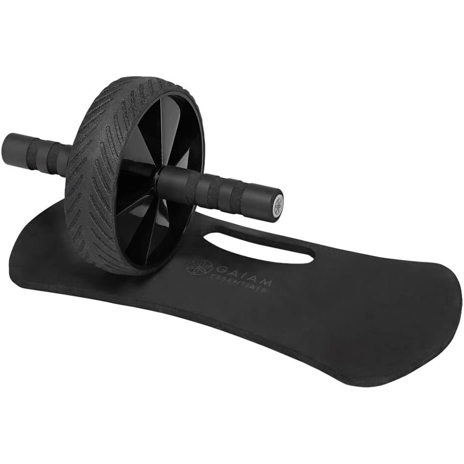 image:imageGaiam Essentials Ab Roller Wheel  Knee Pad Abs Exercise Equipment Trainer with Comfort Grip Handles amp Large Non Skid Wheel Black