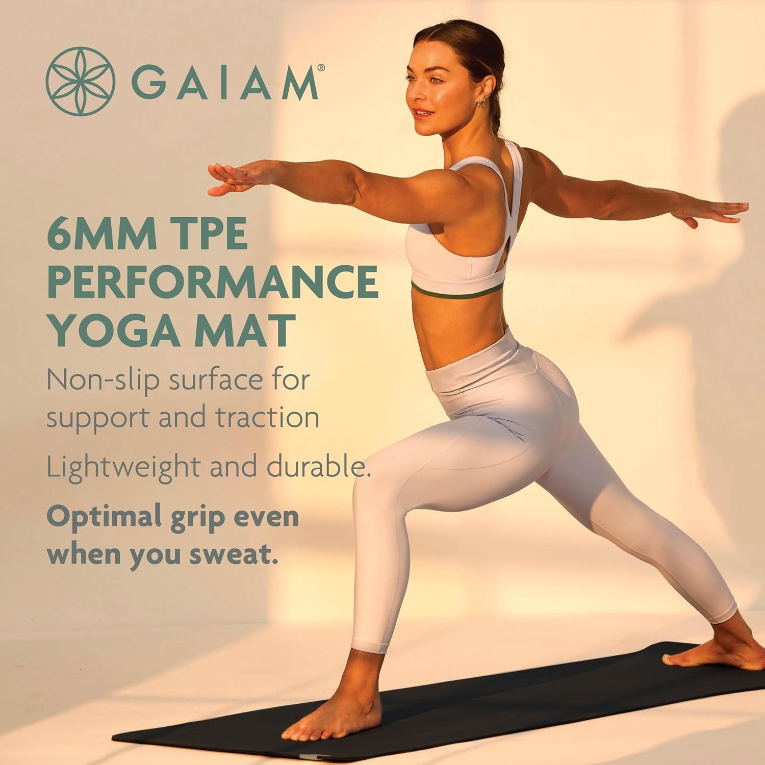 image:imageGaiam Performance TPE Yoga Mat 6mm NonSlipBlack