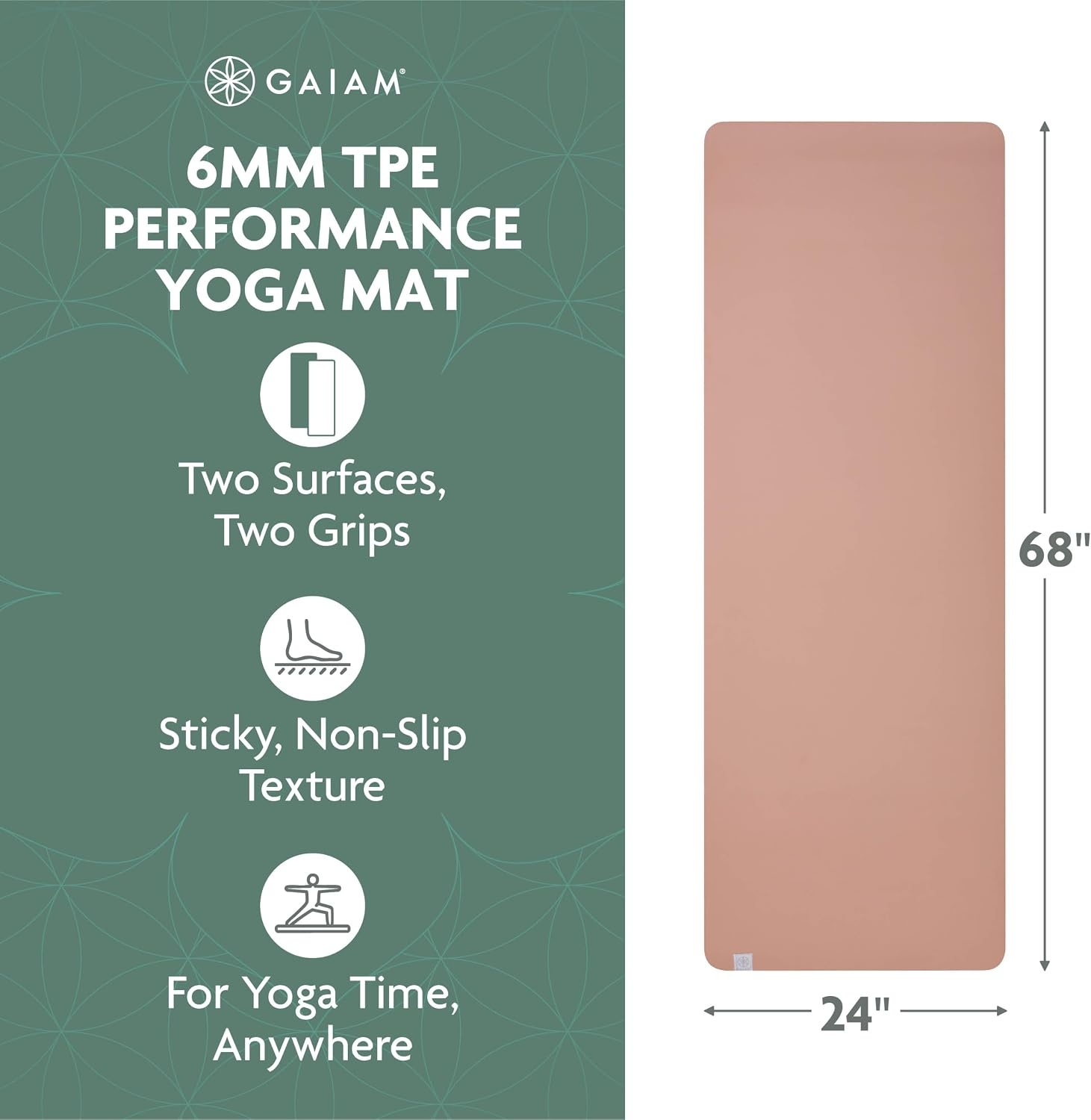 image:imageGaiam Performance TPE Yoga Mat 6mm NonSlipLake