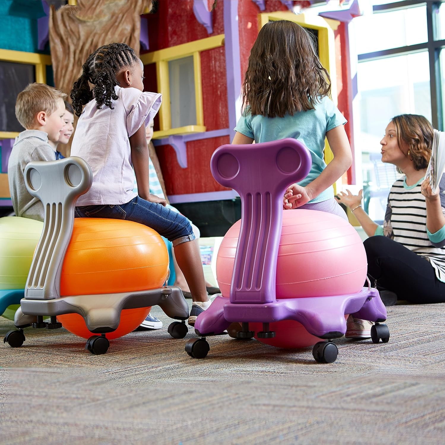 image:imageGaiam Classic Balance Ball Chair Stability SeatBlueOrange