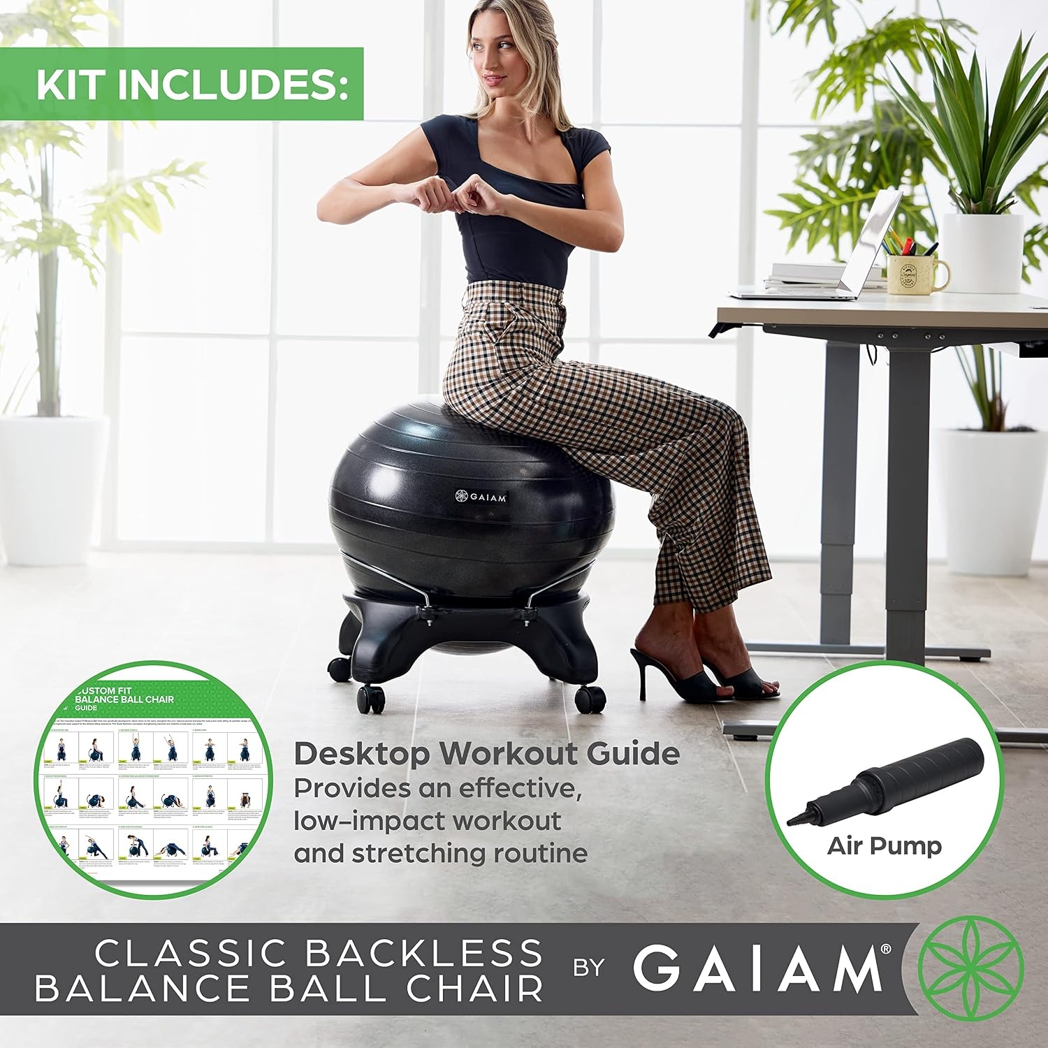 image:imageGaiam Classic Balance Ball Chair Stability SeatCharcoal